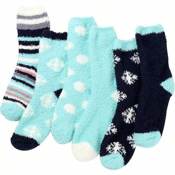 Women’s 6 Pack Fuzzy Warm Slipper Socks Soft Plush Winter Cozy Size 9-11 - Picture 10 of 10